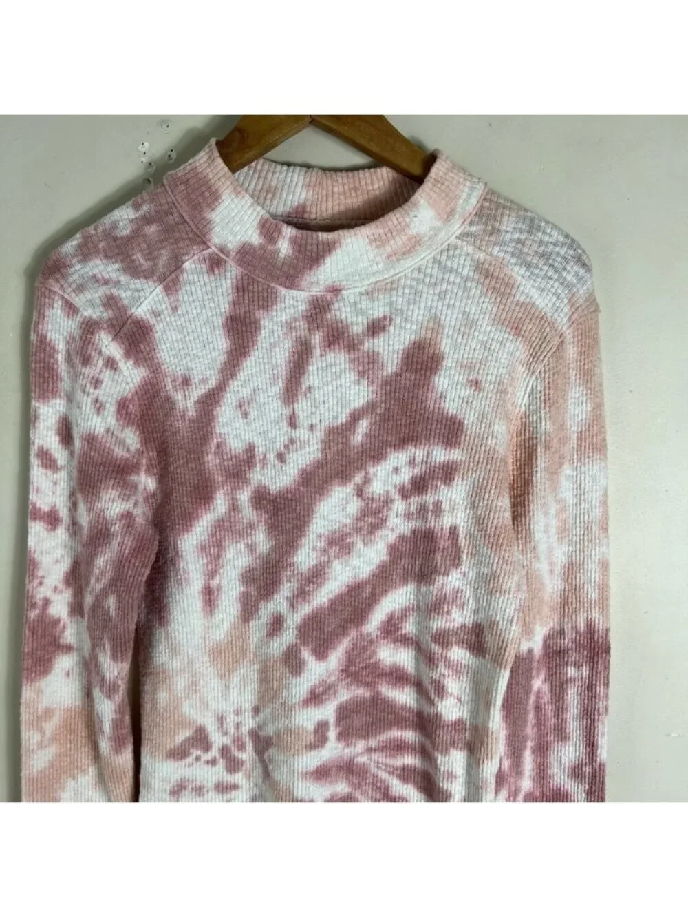 Free People We The Free Swirl Tie Dye Mock Neck Thermal Long Sleeve Size Large